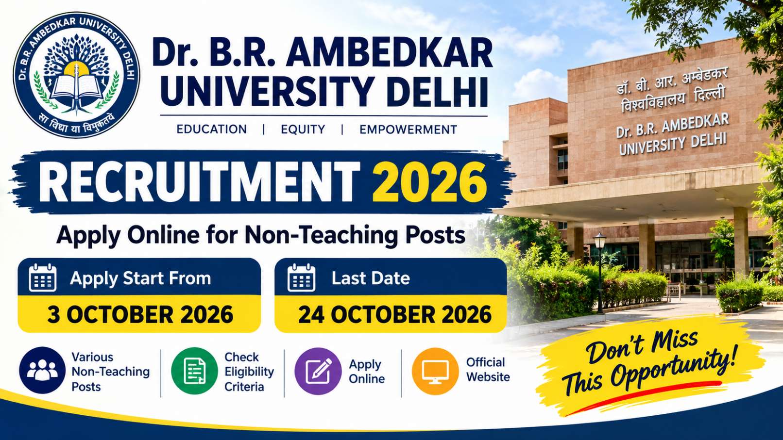 Dr. B.R. Ambedkar University Delhi Recruitment 2026